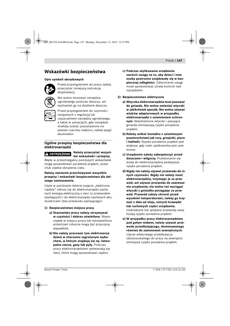 Wskazówki bezpieczeństwa | Bosch AHS 52 LI User Manual | Page 147 / 297