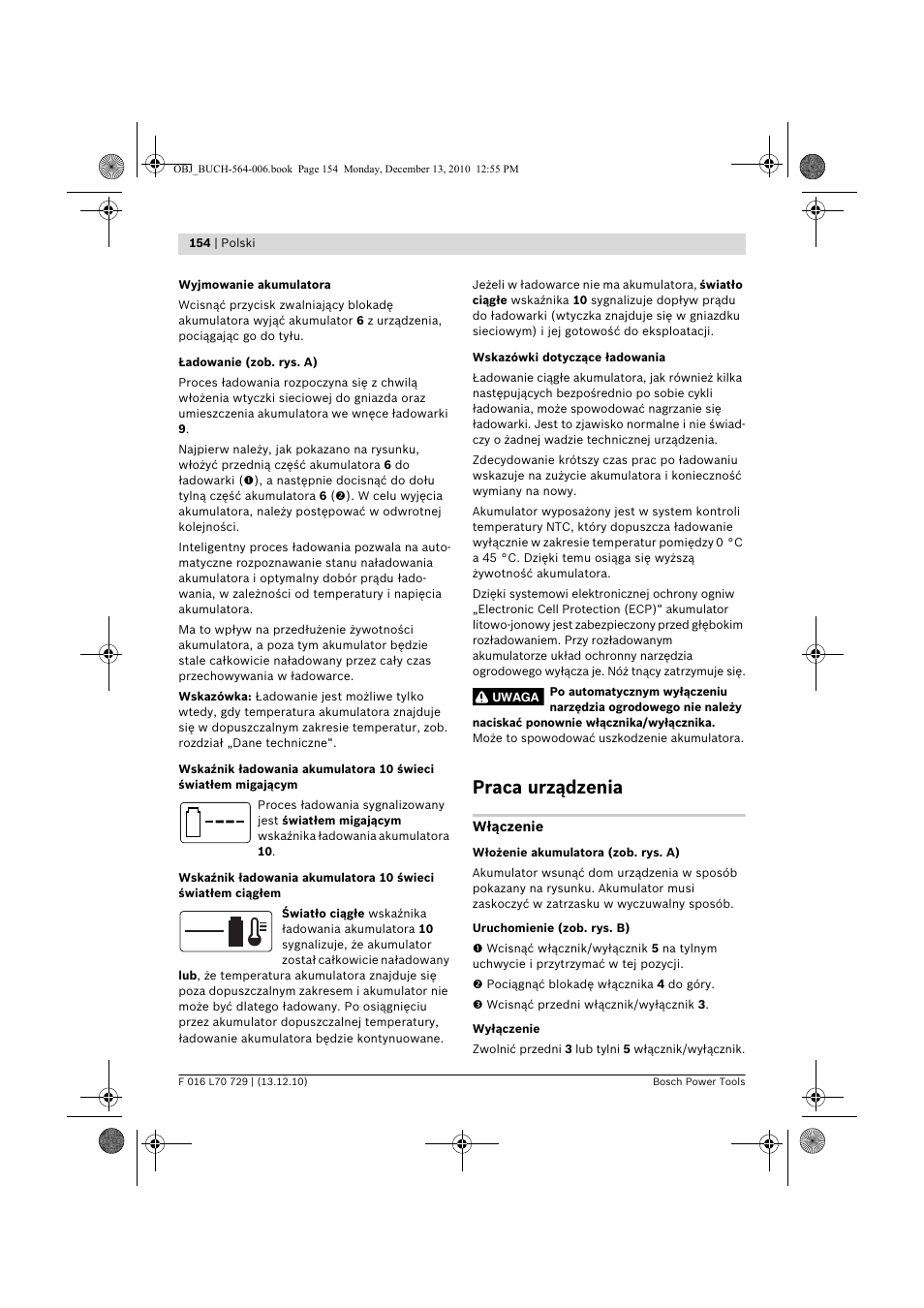 Praca urządzenia | Bosch AHS 52 LI User Manual | Page 154 / 297