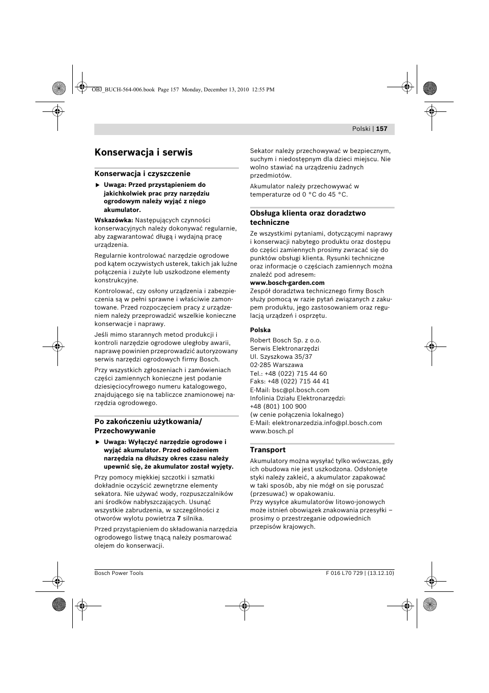 Konserwacja i serwis | Bosch AHS 52 LI User Manual | Page 157 / 297