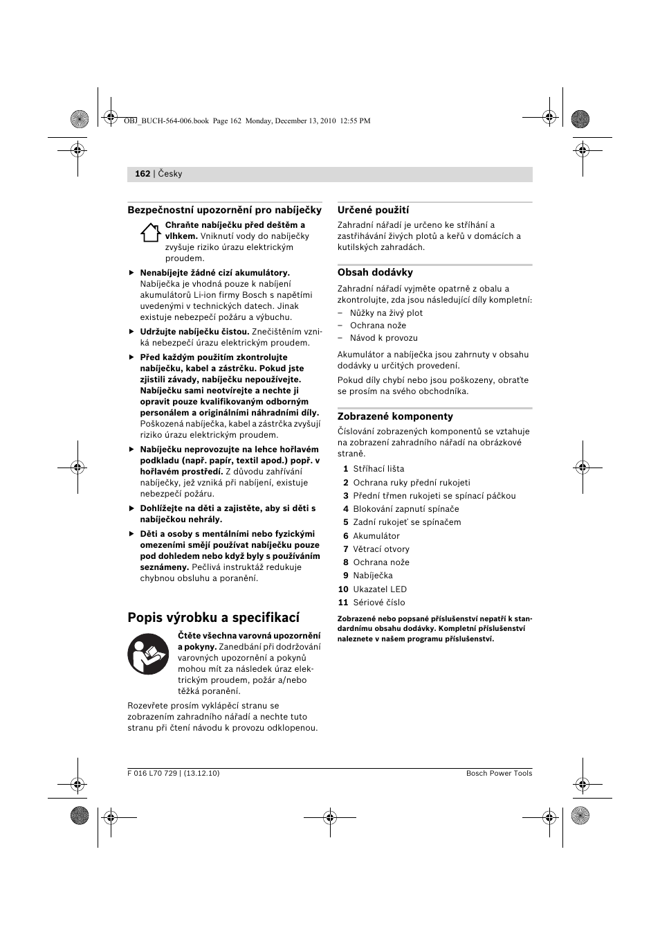 Popis výrobku a specifikací | Bosch AHS 52 LI User Manual | Page 162 / 297