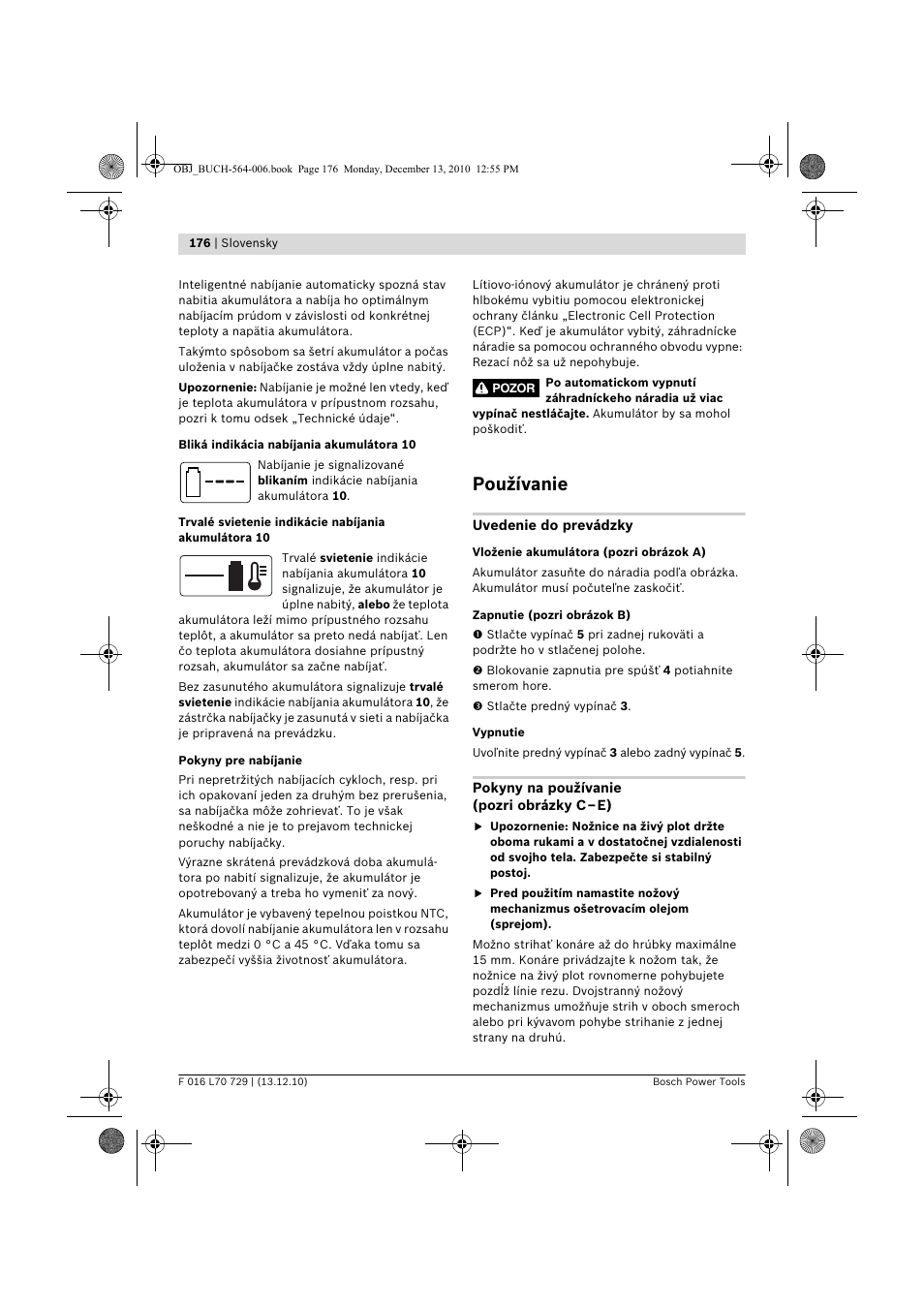 Používanie | Bosch AHS 52 LI User Manual | Page 176 / 297