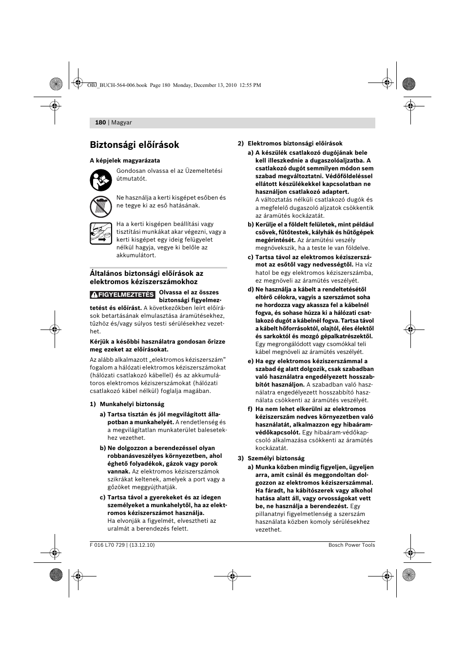 Biztonsági előírások | Bosch AHS 52 LI User Manual | Page 180 / 297