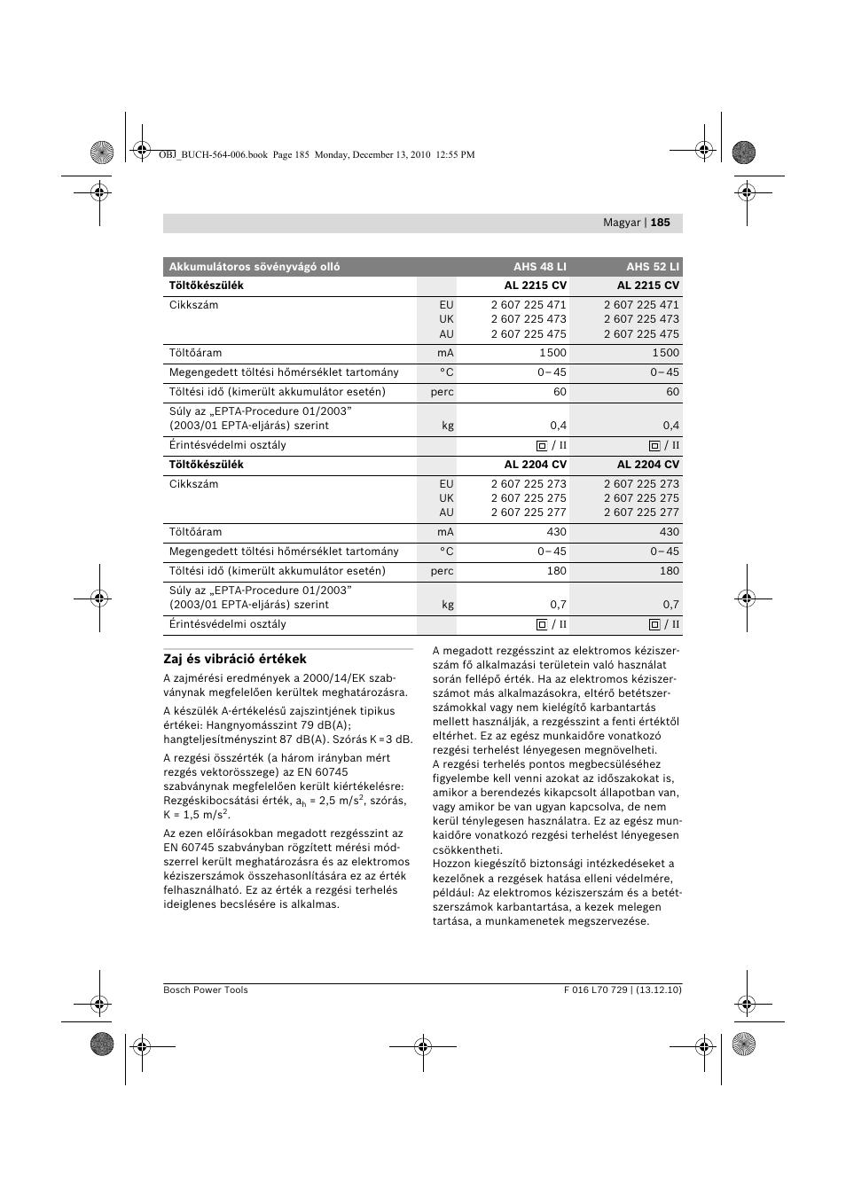 Bosch AHS 52 LI User Manual | Page 185 / 297