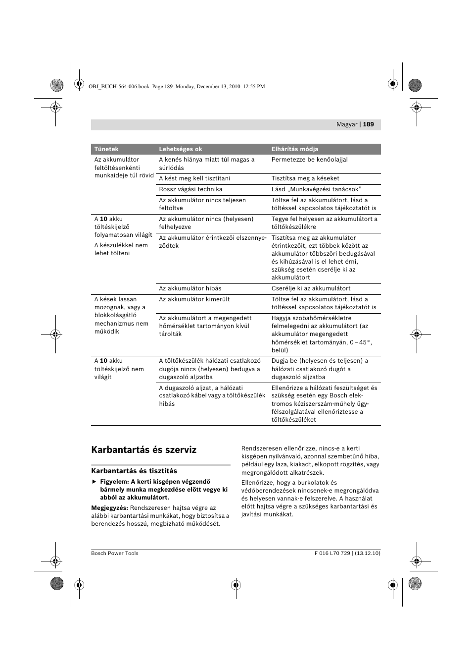 Karbantartás és szerviz | Bosch AHS 52 LI User Manual | Page 189 / 297