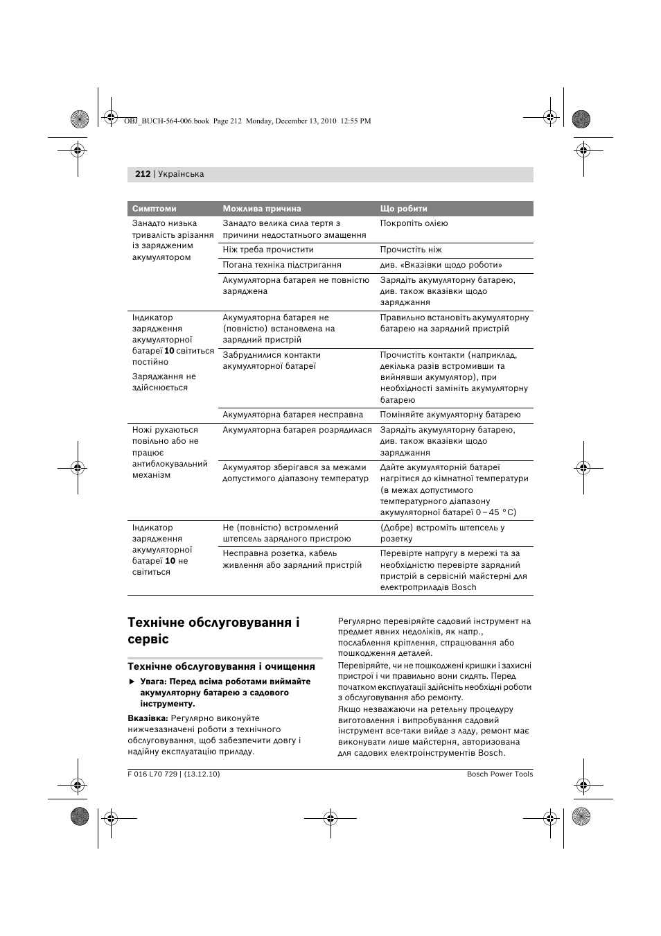 Технічне обслуговування і сервіс | Bosch AHS 52 LI User Manual | Page 212 / 297