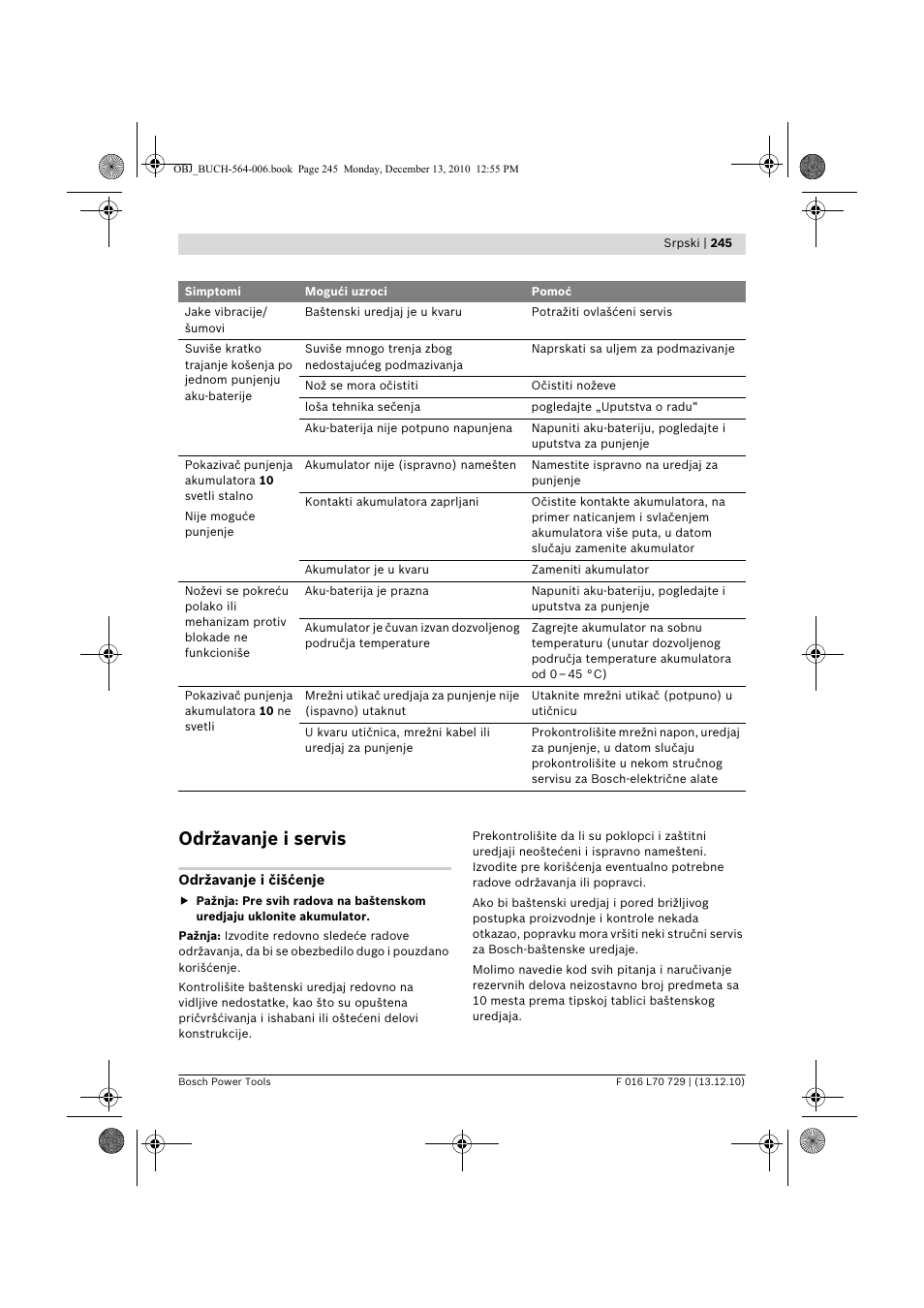 Održavanje i servis | Bosch AHS 52 LI User Manual | Page 245 / 297