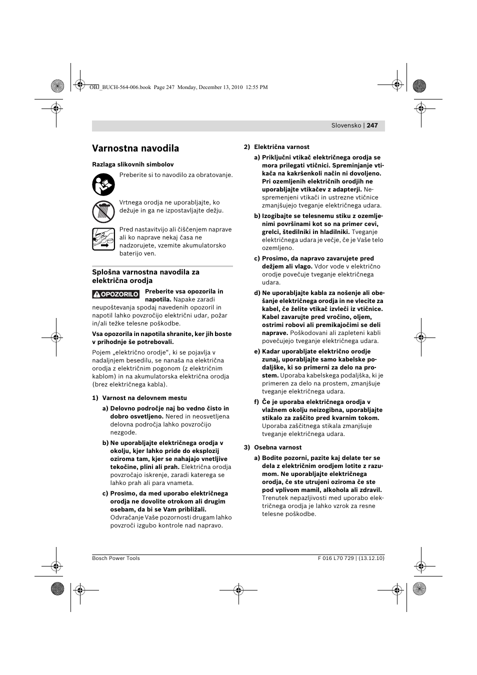 Varnostna navodila | Bosch AHS 52 LI User Manual | Page 247 / 297