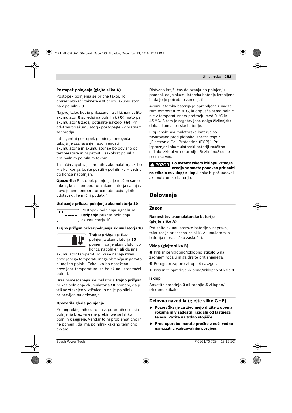 Delovanje | Bosch AHS 52 LI User Manual | Page 253 / 297