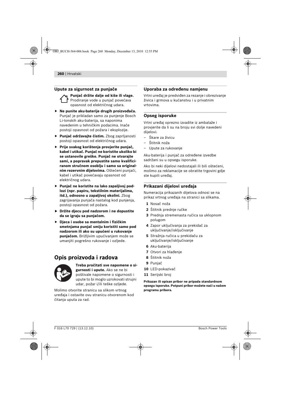 Opis proizvoda i radova | Bosch AHS 52 LI User Manual | Page 260 / 297