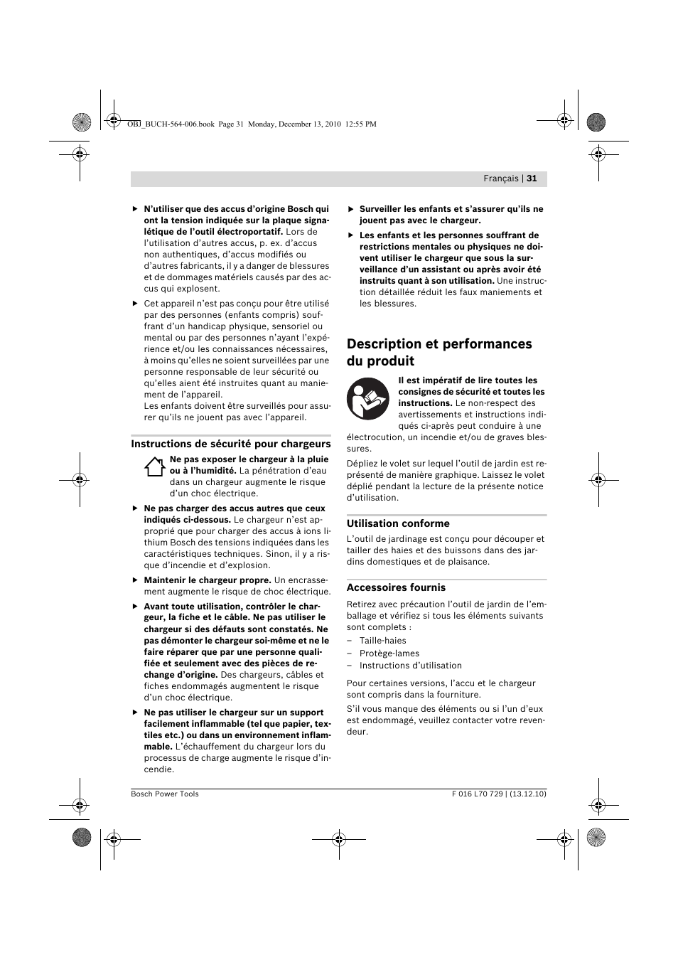 Description et performances du produit | Bosch AHS 52 LI User Manual | Page 31 / 297