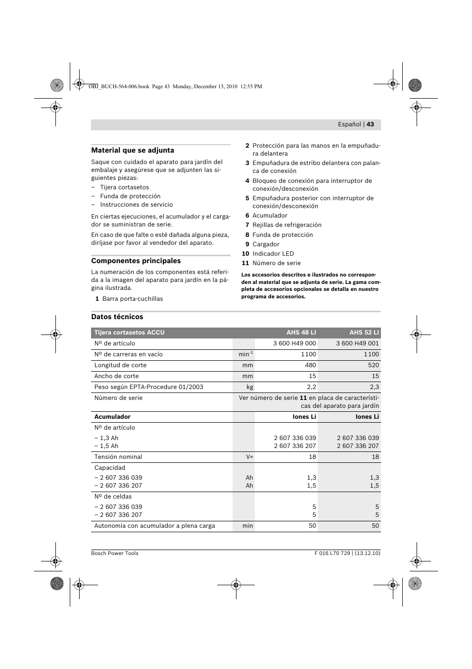 Bosch AHS 52 LI User Manual | Page 43 / 297