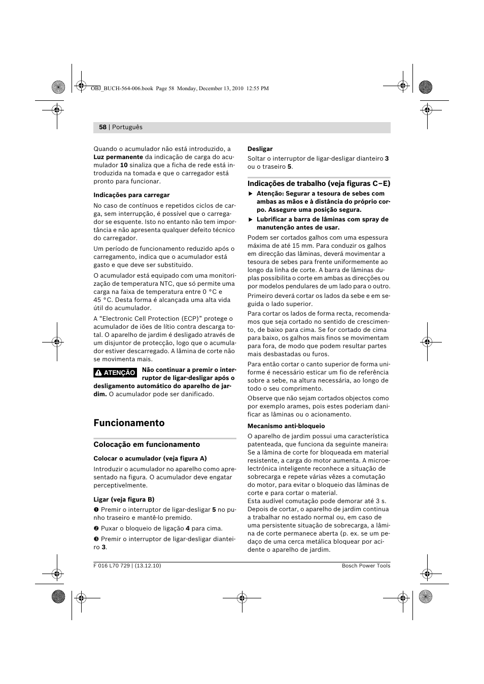 Funcionamento | Bosch AHS 52 LI User Manual | Page 58 / 297