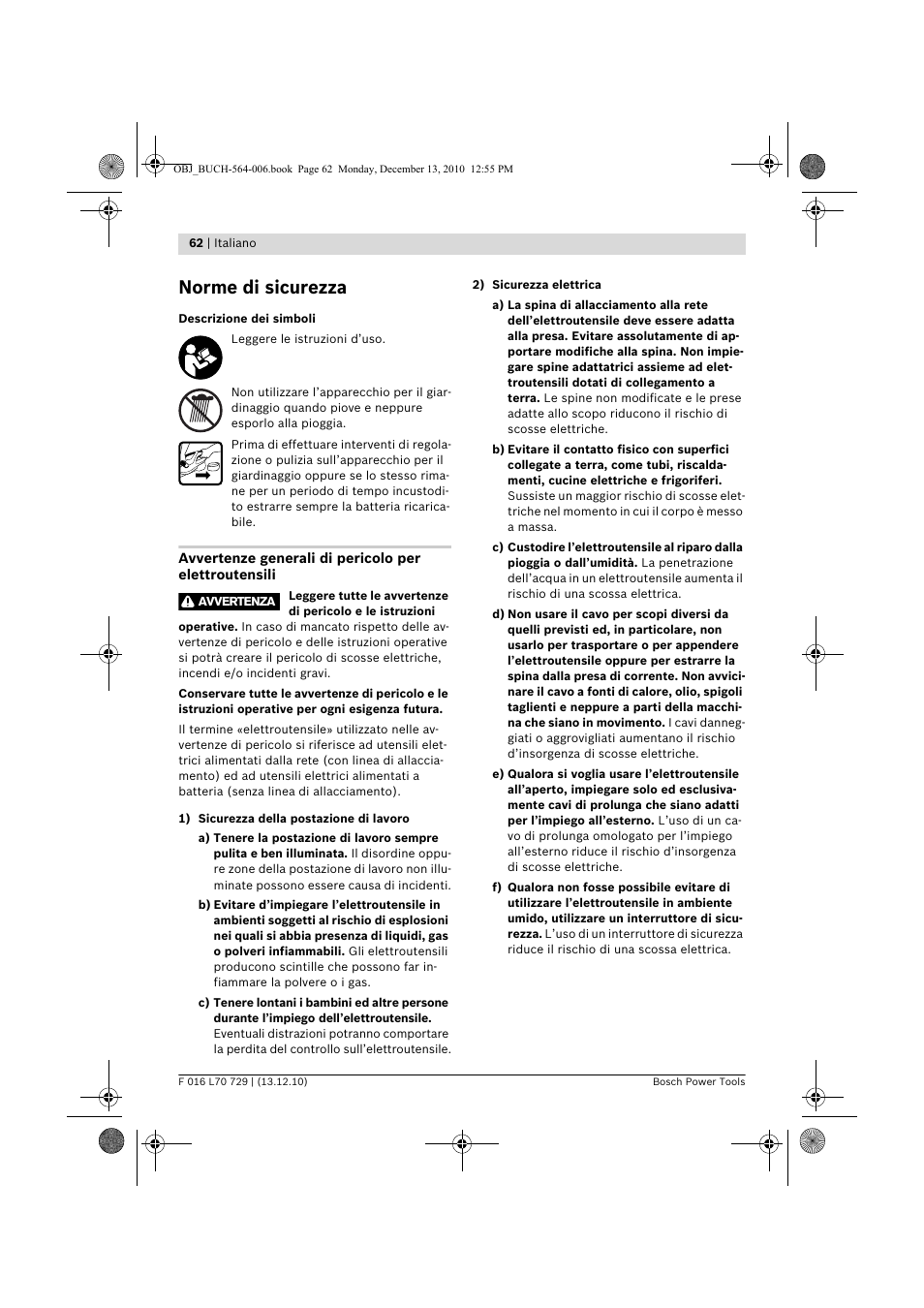 Norme di sicurezza | Bosch AHS 52 LI User Manual | Page 62 / 297