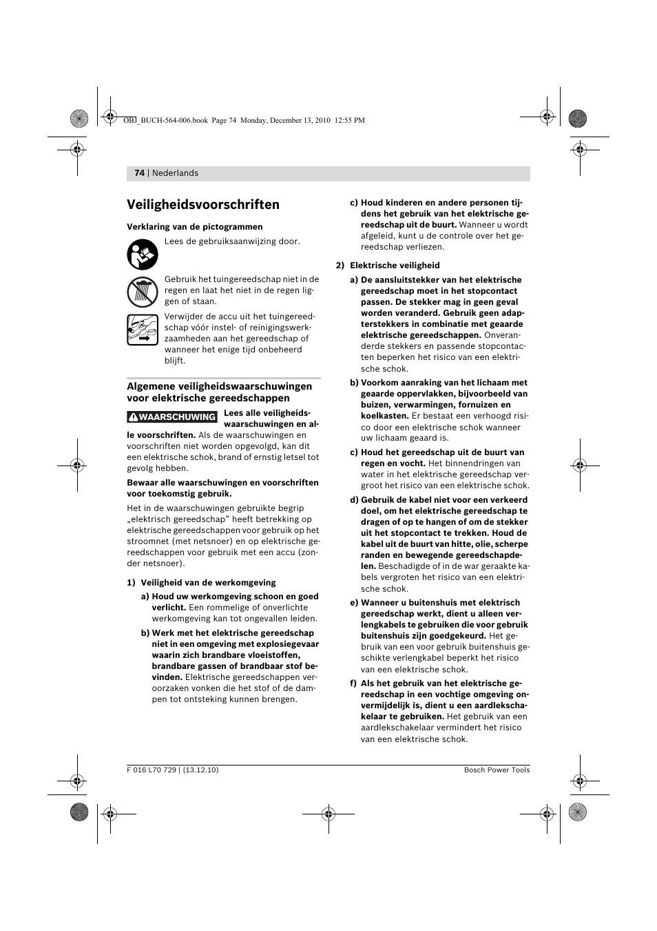 Veiligheidsvoorschriften | Bosch AHS 52 LI User Manual | Page 74 / 297