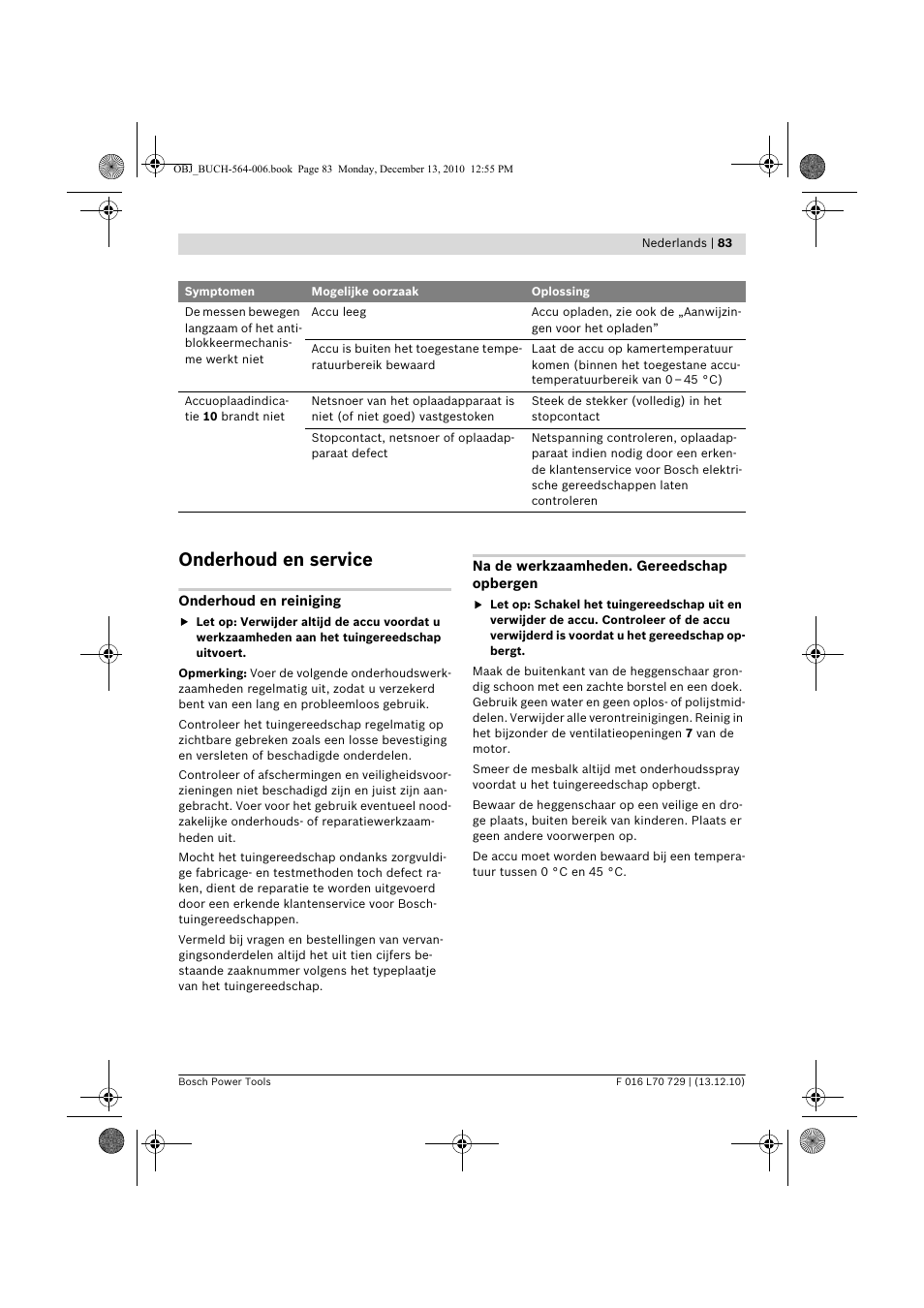 Onderhoud en service | Bosch AHS 52 LI User Manual | Page 83 / 297