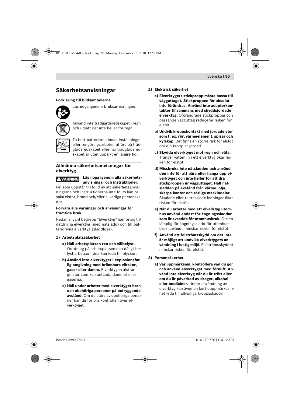 Säkerhetsanvisningar | Bosch AHS 52 LI User Manual | Page 95 / 297