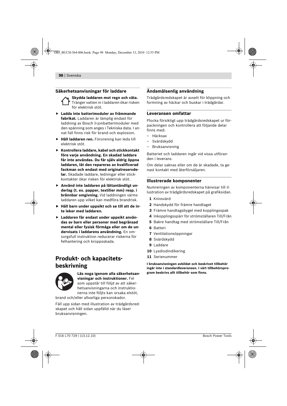 Produkt- och kapacitets- beskrivning | Bosch AHS 52 LI User Manual | Page 98 / 297