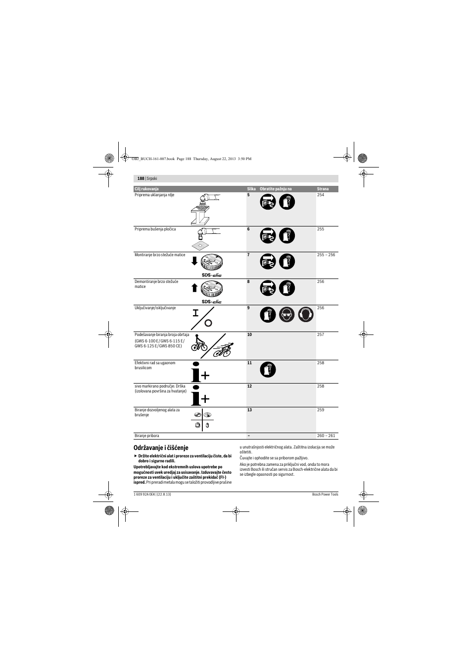 Održavanje i čišćenje | Bosch GWS 780 C Professional User Manual | Page 188 / 261