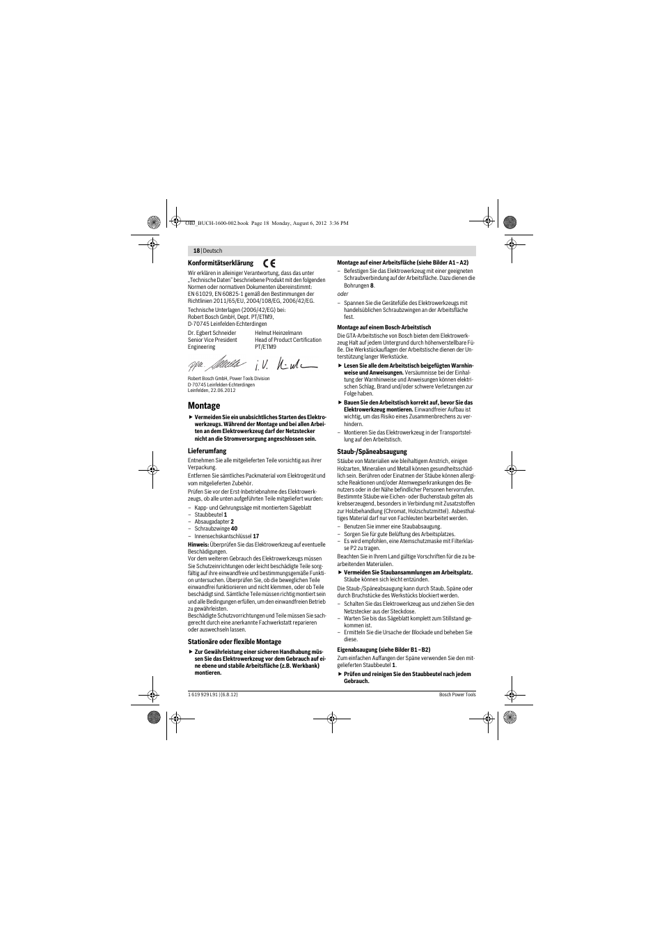 Montage | Bosch GCM 12 JL Professional User Manual | Page 18 / 384