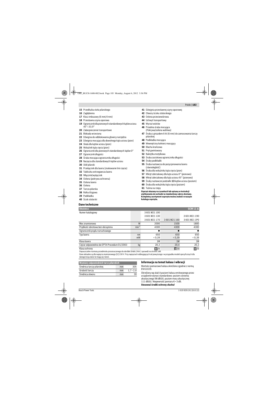 Bosch GCM 12 JL Professional User Manual | Page 183 / 384