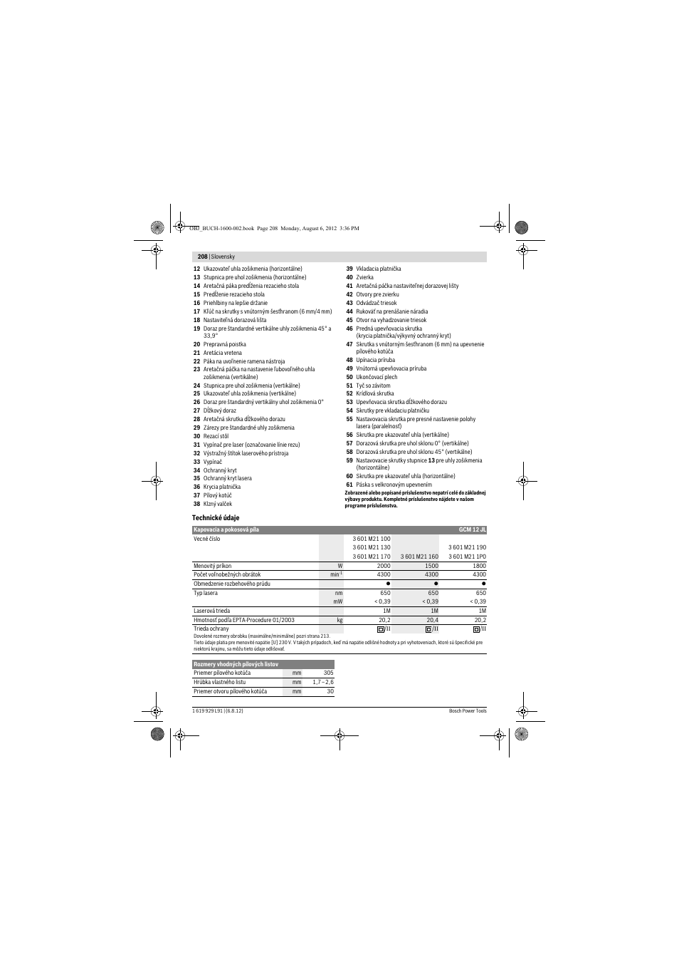 Bosch GCM 12 JL Professional User Manual | Page 208 / 384