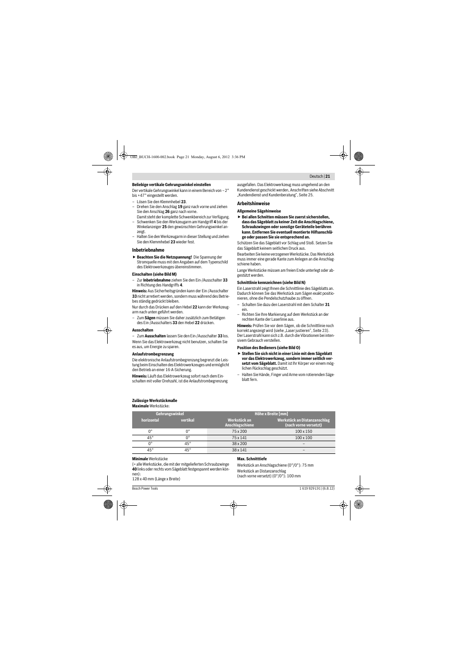 Bosch GCM 12 JL Professional User Manual | Page 21 / 384