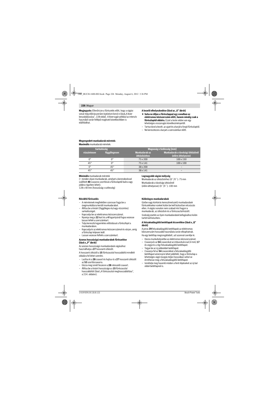 Bosch GCM 12 JL Professional User Manual | Page 226 / 384