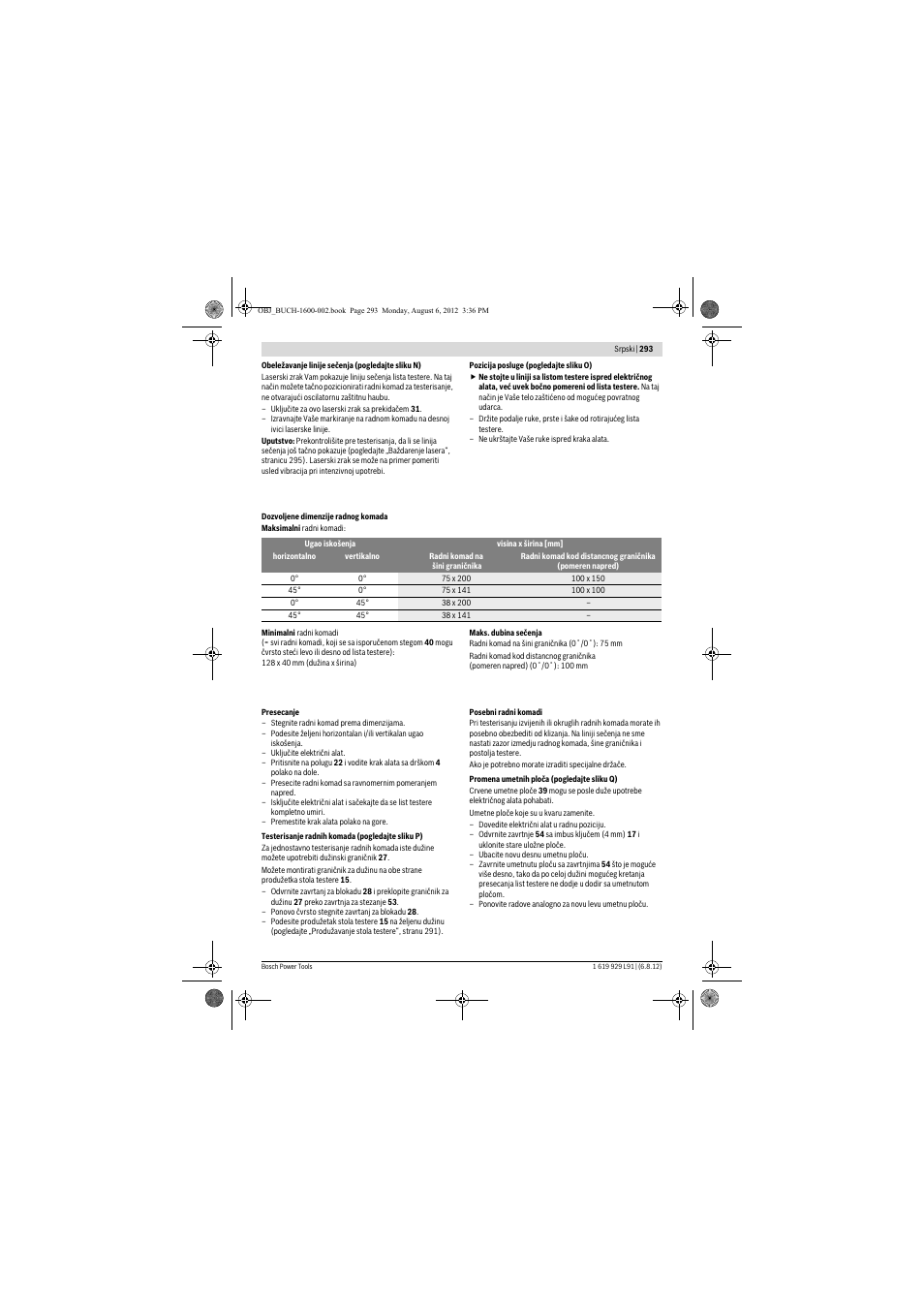 Bosch GCM 12 JL Professional User Manual | Page 293 / 384