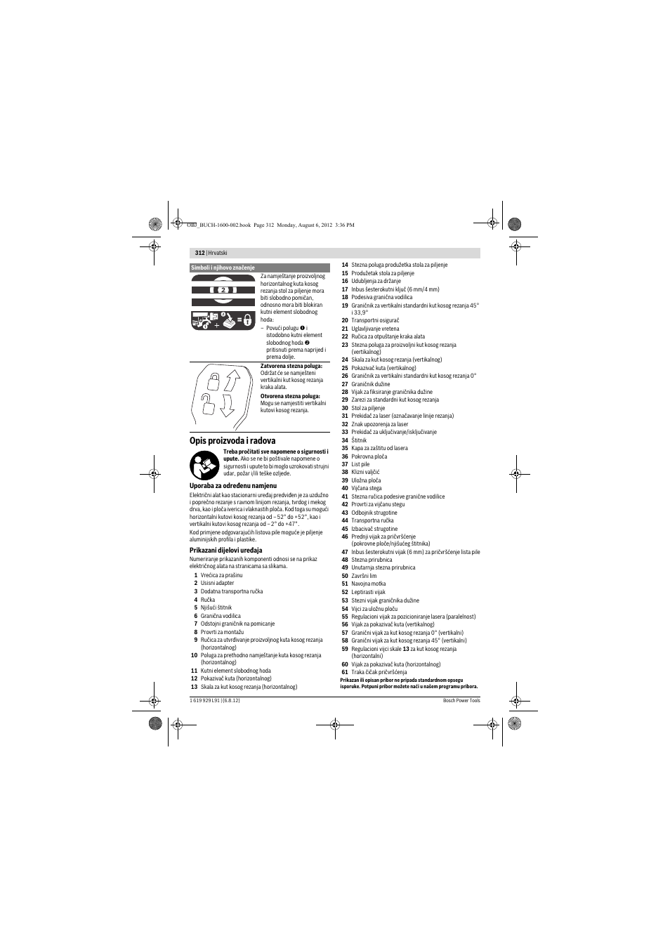 Opis proizvoda i radova | Bosch GCM 12 JL Professional User Manual | Page 312 / 384