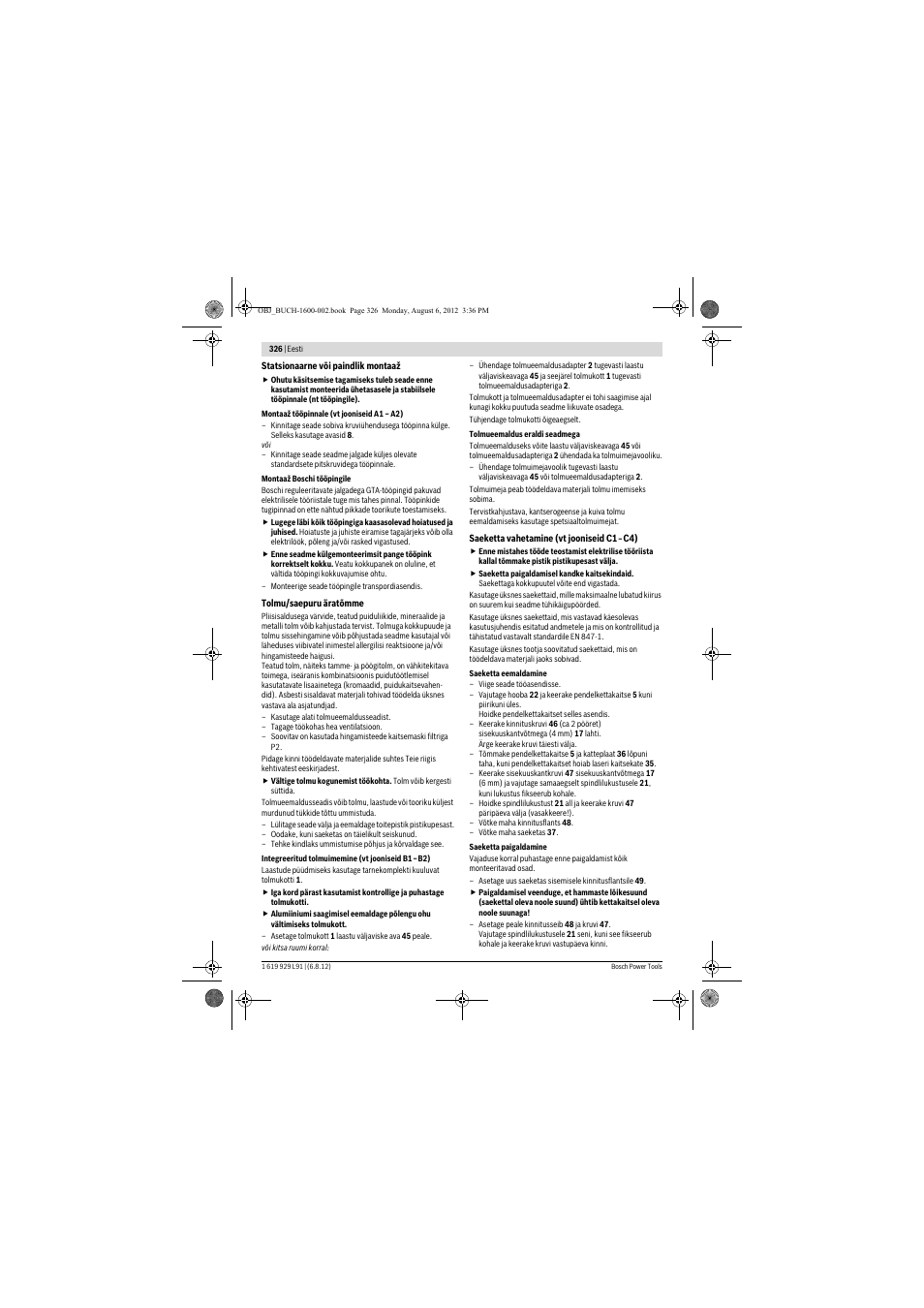 Bosch GCM 12 JL Professional User Manual | Page 326 / 384