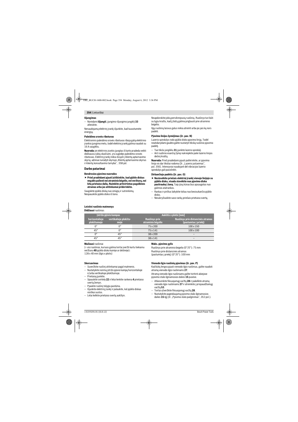 Bosch GCM 12 JL Professional User Manual | Page 354 / 384