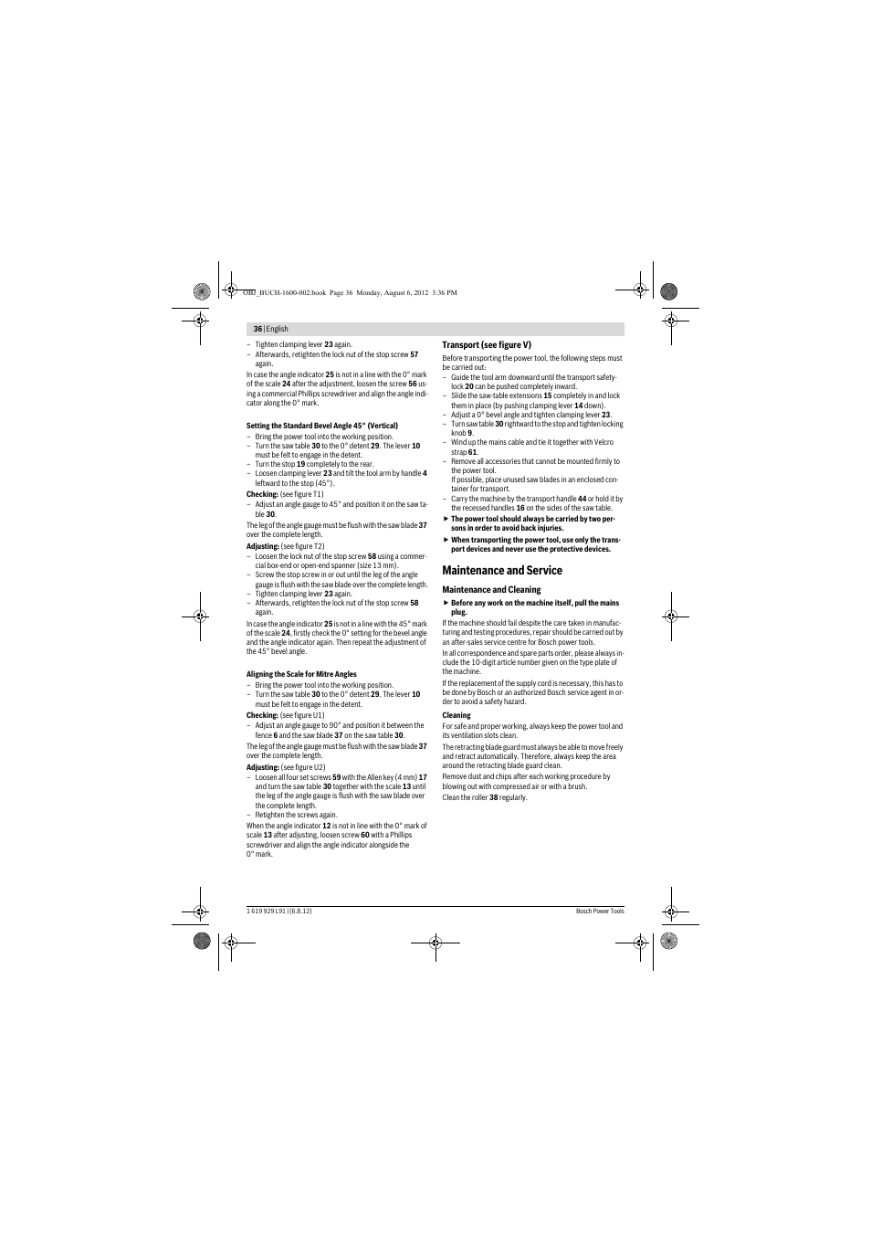 Maintenance and service | Bosch GCM 12 JL Professional User Manual | Page 36 / 384