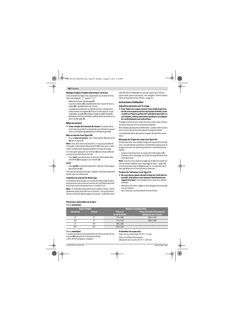 Bosch GCM 12 JL Professional User Manual | Page 46 / 384