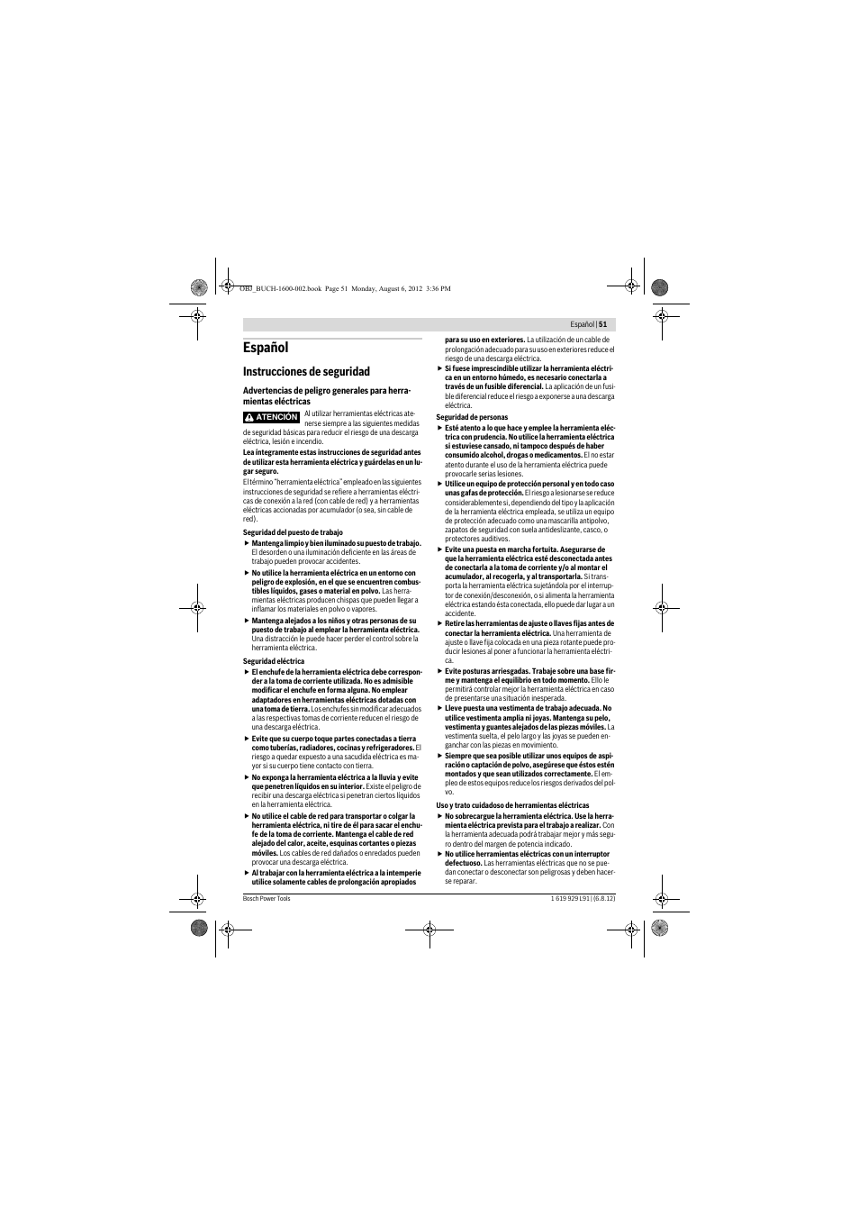 Español, Instrucciones de seguridad | Bosch GCM 12 JL Professional User Manual | Page 51 / 384
