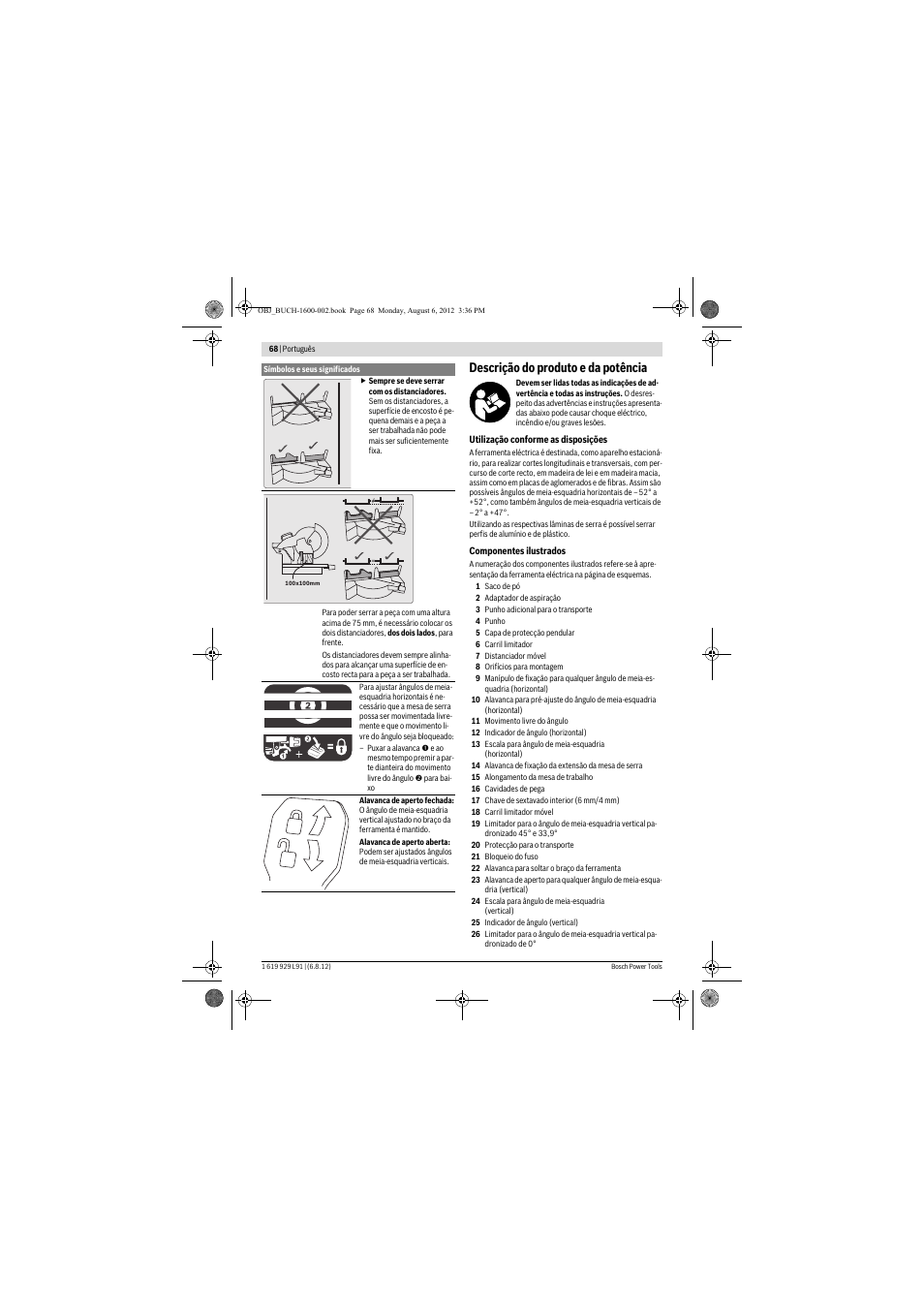 Descrição do produto e da potência | Bosch GCM 12 JL Professional User Manual | Page 68 / 384