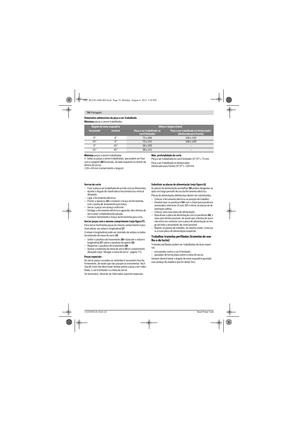 Bosch GCM 12 JL Professional User Manual | Page 74 / 384