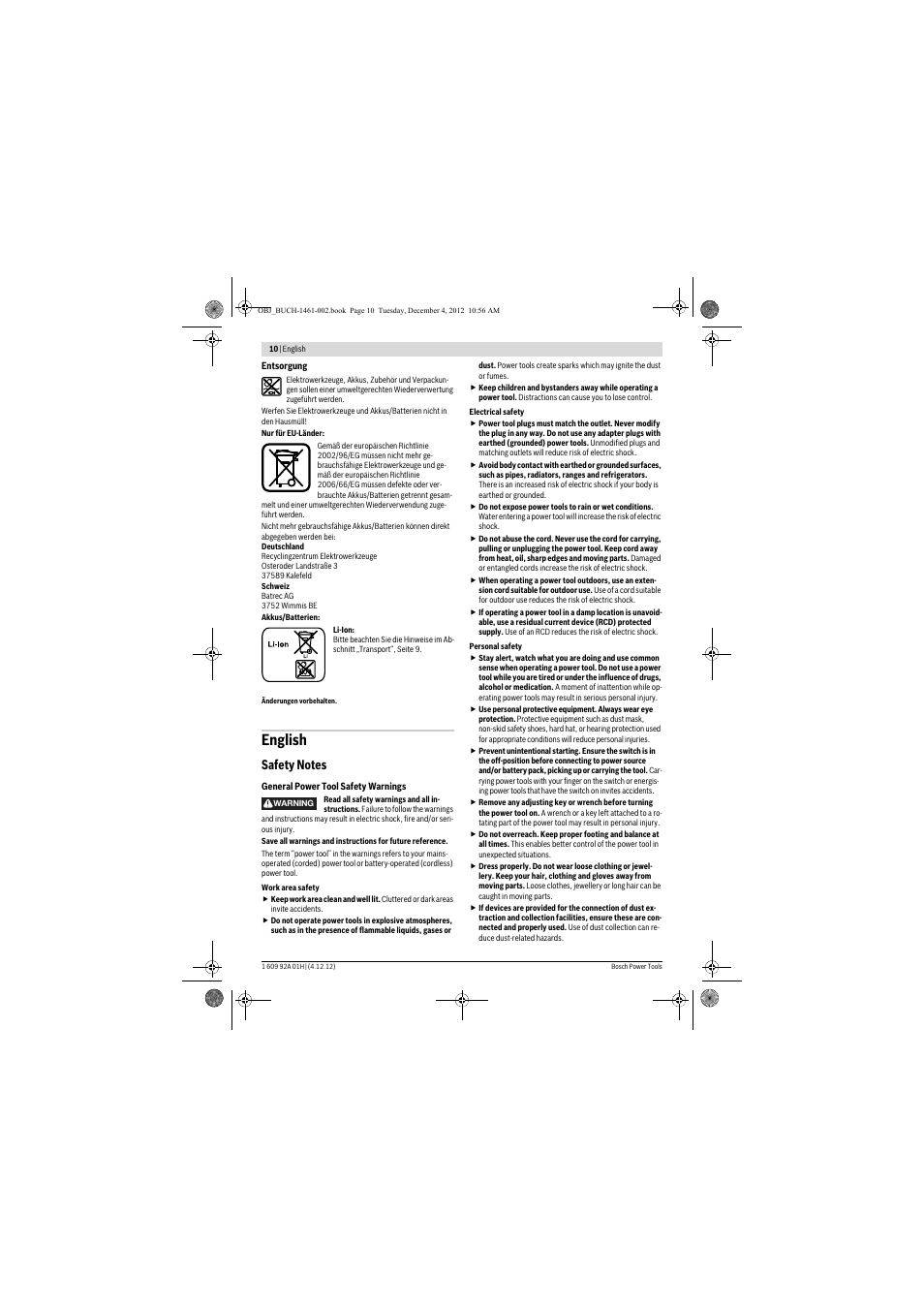 English | Bosch GGS 18 V-LI Professional User Manual | Page 10 / 189