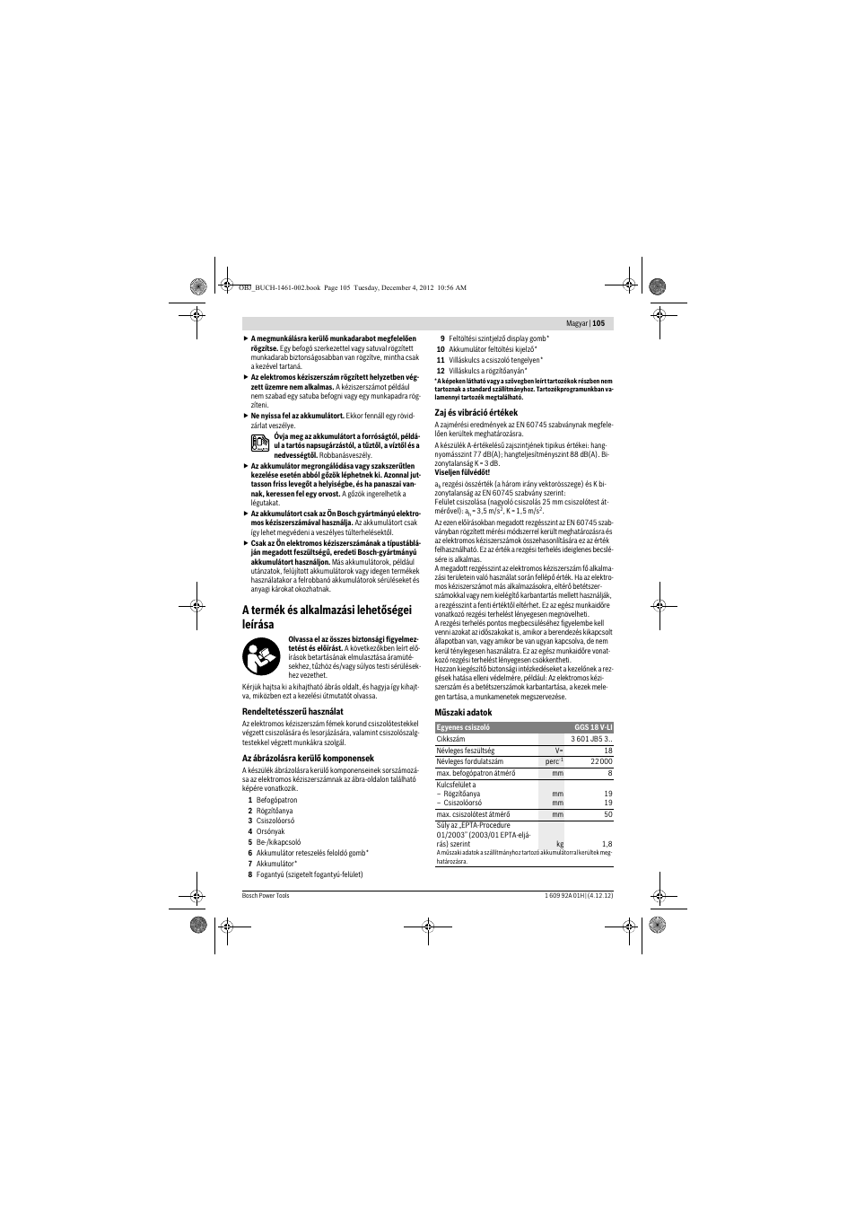 A termék és alkalmazási lehetőségei leírása | Bosch GGS 18 V-LI Professional User Manual | Page 105 / 189