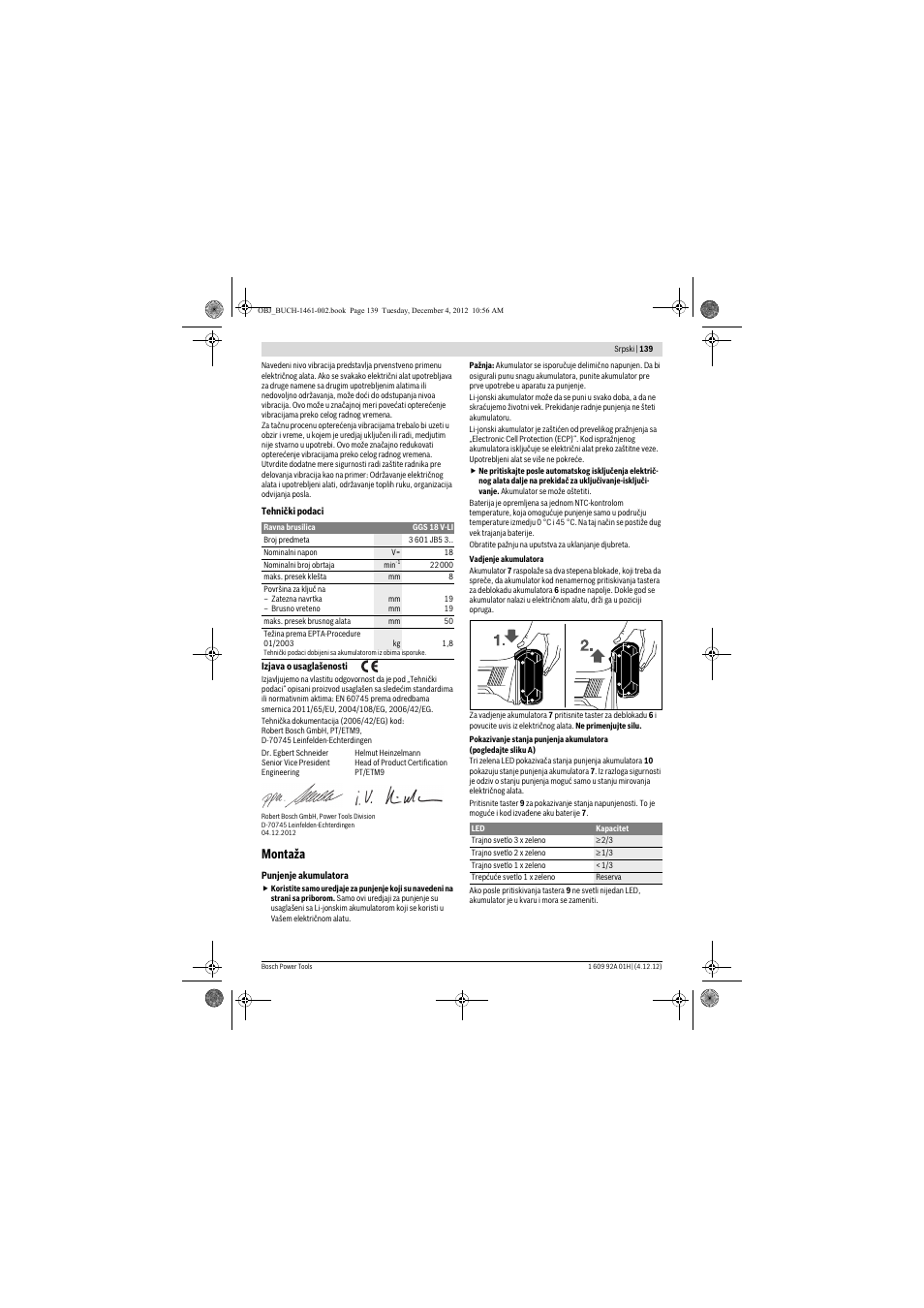 Montaža | Bosch GGS 18 V-LI Professional User Manual | Page 139 / 189