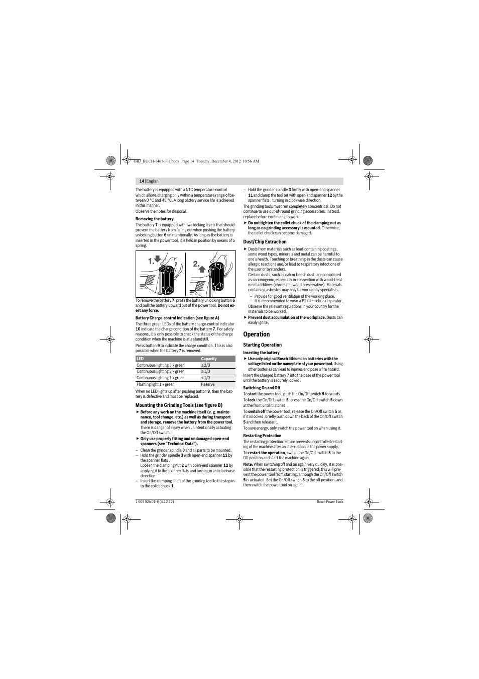 Operation | Bosch GGS 18 V-LI Professional User Manual | Page 14 / 189