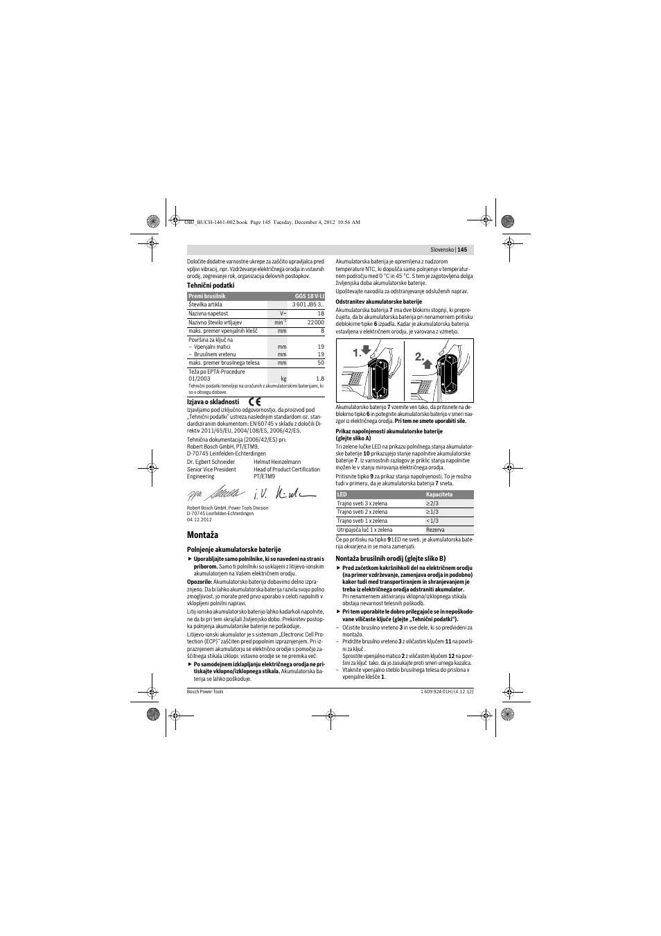 Montaža | Bosch GGS 18 V-LI Professional User Manual | Page 145 / 189