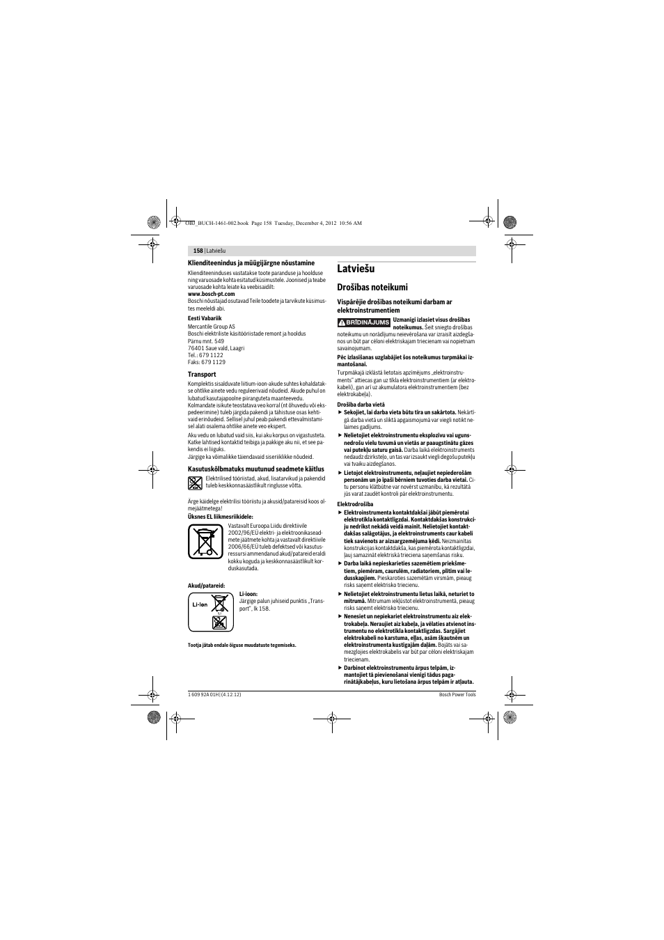 Latviešu | Bosch GGS 18 V-LI Professional User Manual | Page 158 / 189