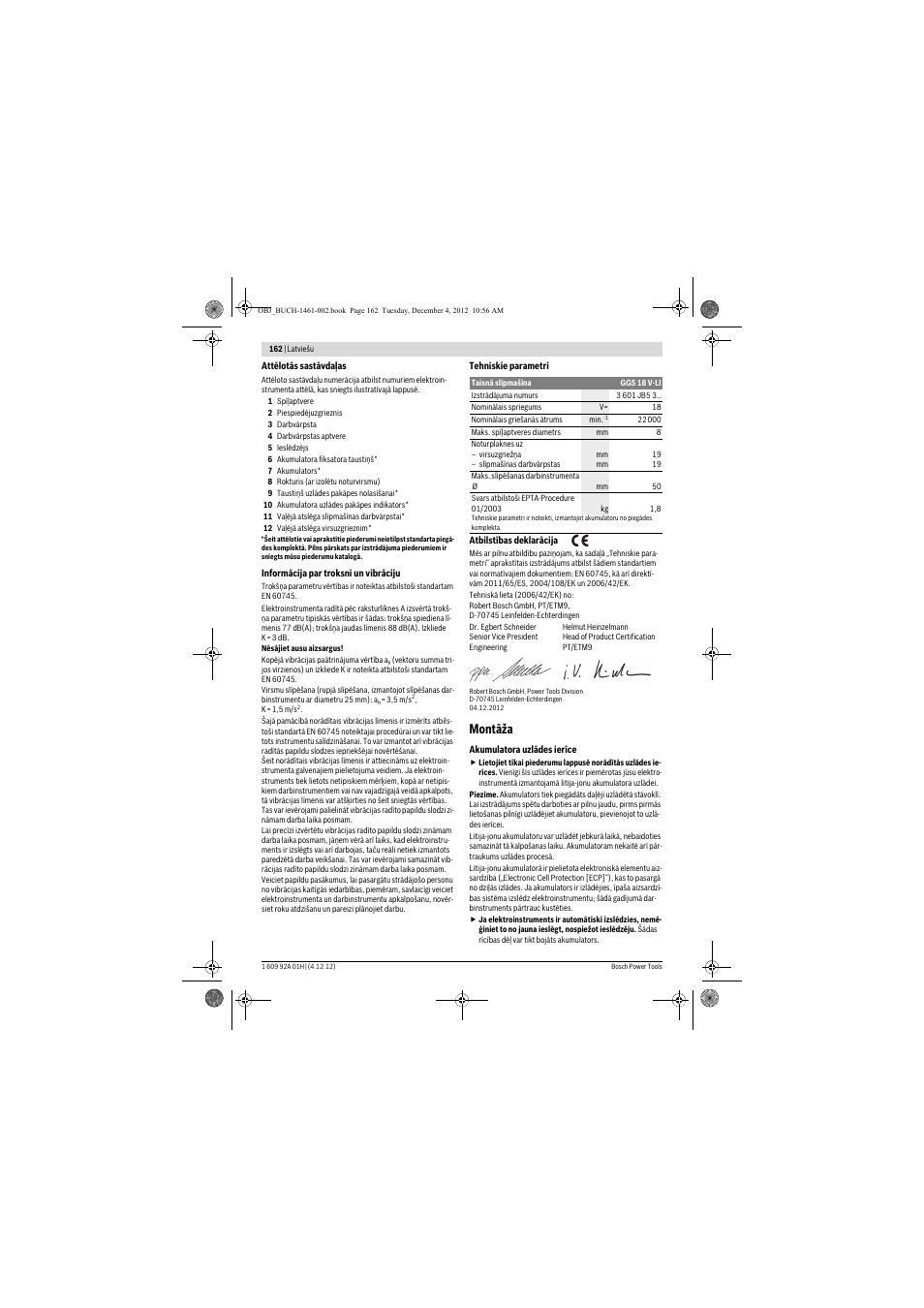 Montāža | Bosch GGS 18 V-LI Professional User Manual | Page 162 / 189