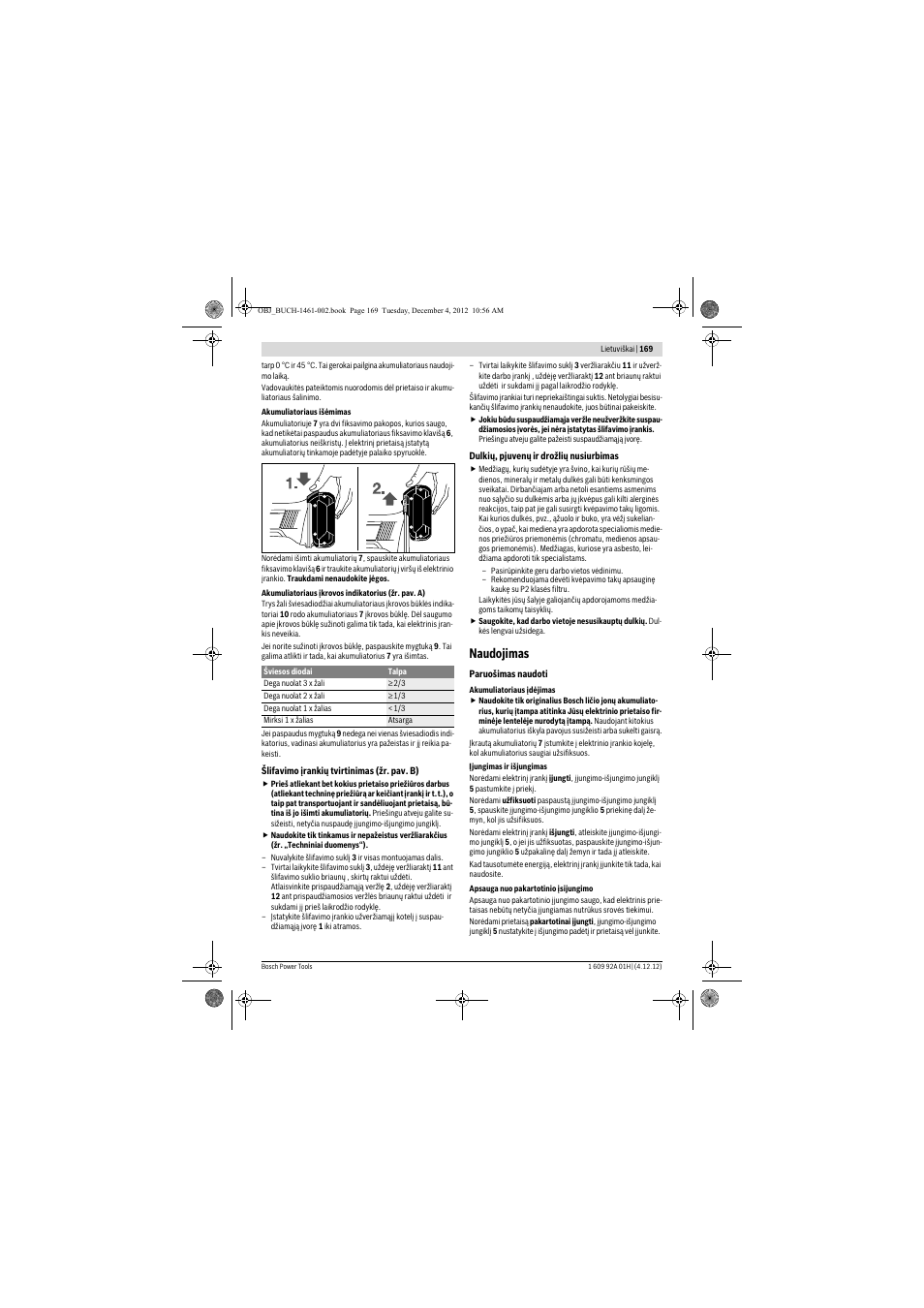 Naudojimas | Bosch GGS 18 V-LI Professional User Manual | Page 169 / 189