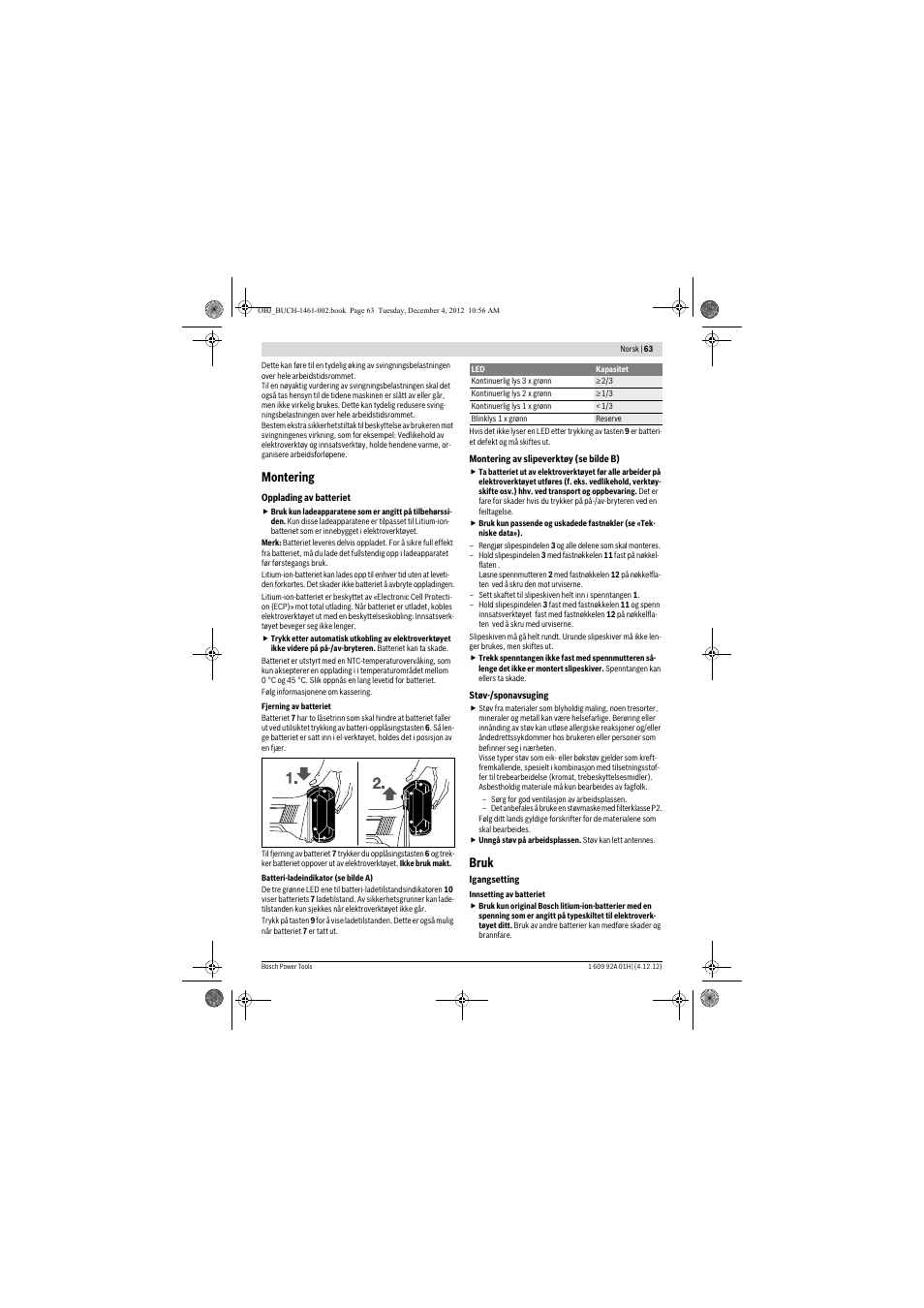 Montering, Bruk | Bosch GGS 18 V-LI Professional User Manual | Page 63 / 189