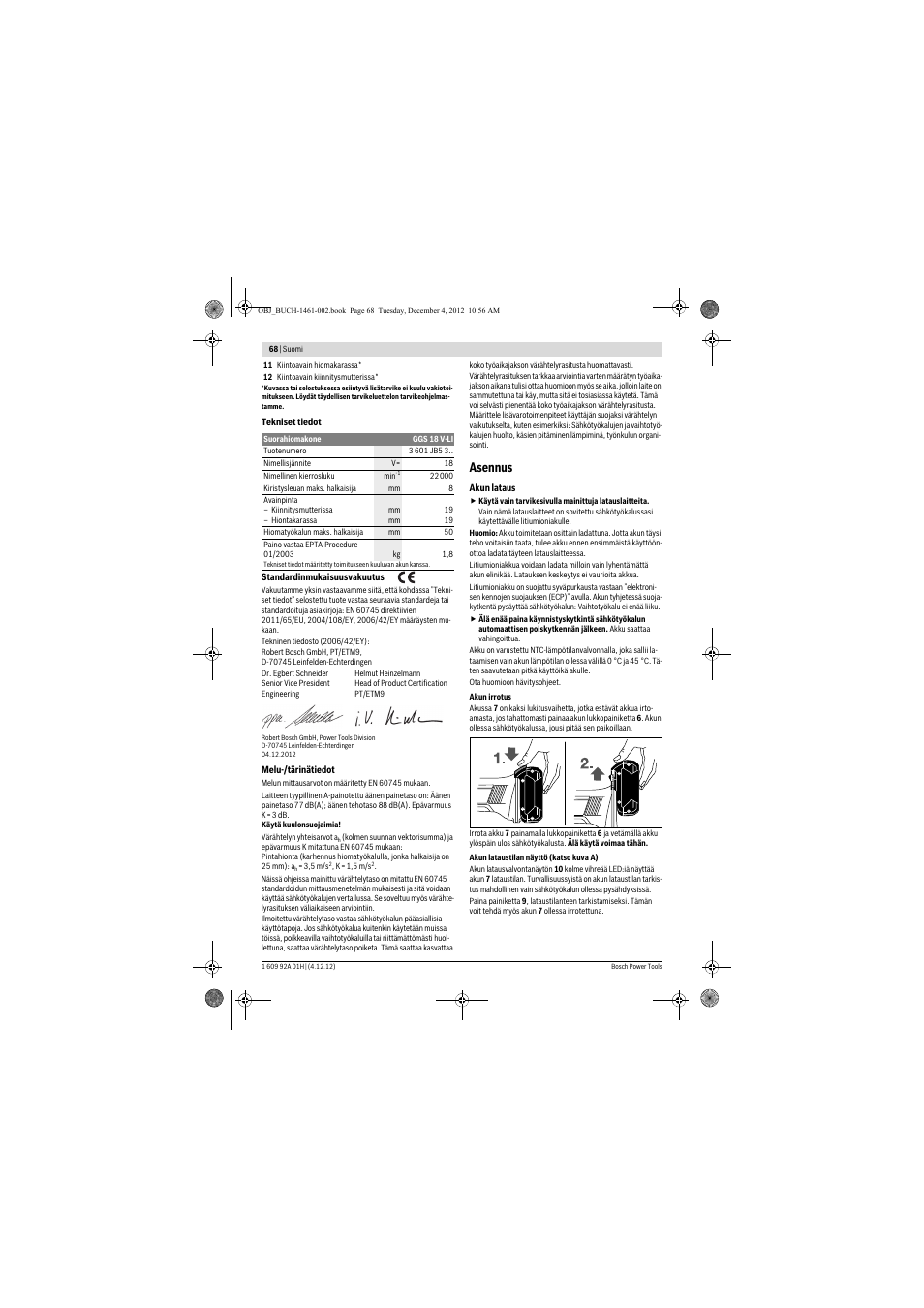 Asennus | Bosch GGS 18 V-LI Professional User Manual | Page 68 / 189