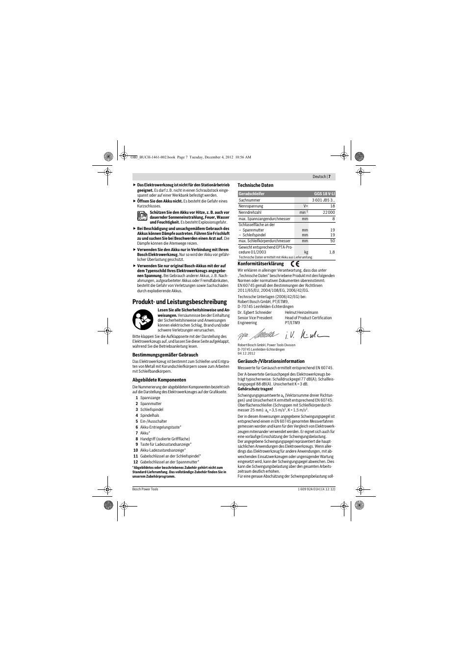 Produkt- und leistungsbeschreibung | Bosch GGS 18 V-LI Professional User Manual | Page 7 / 189