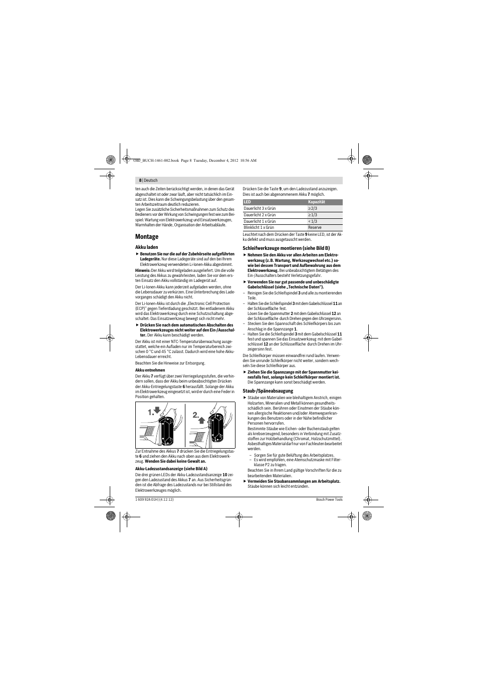 Montage | Bosch GGS 18 V-LI Professional User Manual | Page 8 / 189