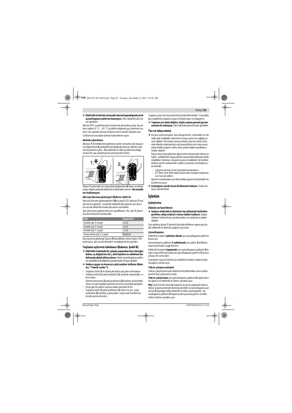 Işletim | Bosch GGS 18 V-LI Professional User Manual | Page 81 / 189