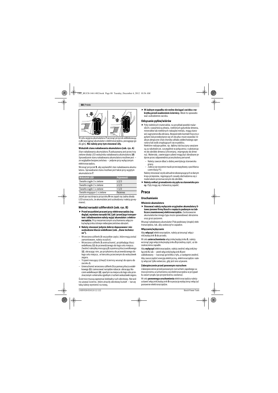 Praca | Bosch GGS 18 V-LI Professional User Manual | Page 88 / 189